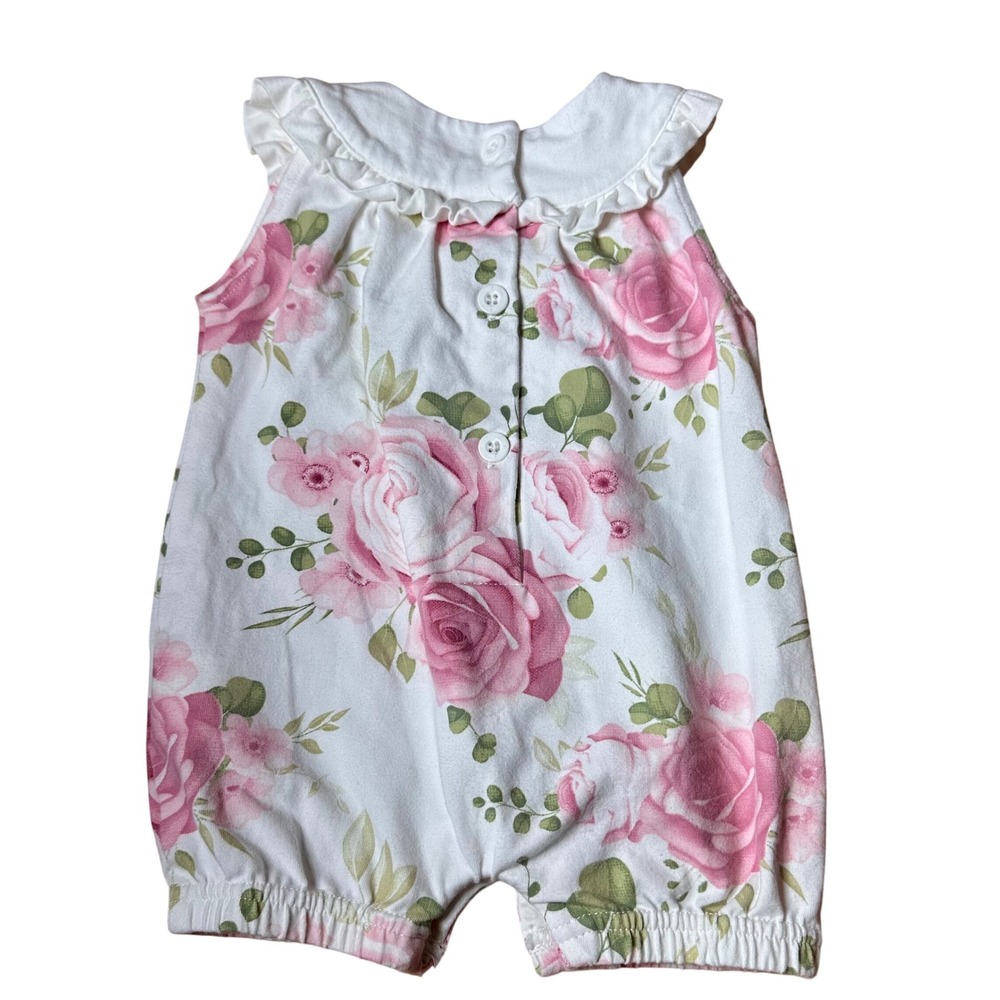 Limonada Floral Romper Baby Girls 3M White Pink Excellent Ruffled cottagecore - Picture 2 of 5